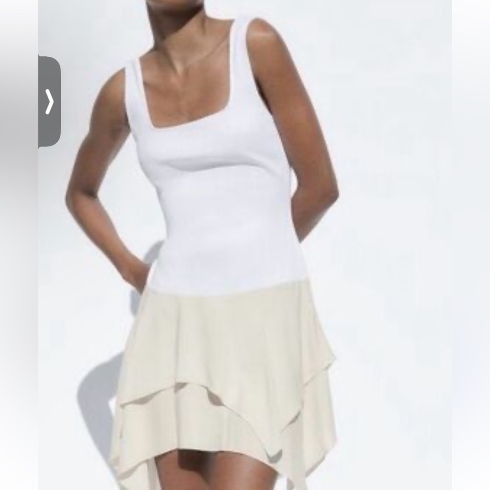 ZARA COMBINATION Elegant White and Cream/Ecru Dress Size M NWOT